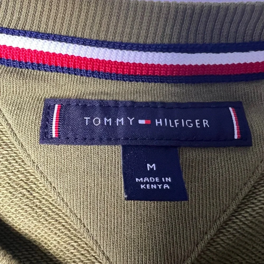 Tommy Hilfiger Mens Olive Green Crewneck Sweatshirt Cotton French Terry M